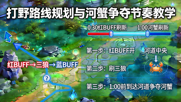 打野路线规划与河蟹争夺节奏教学画面