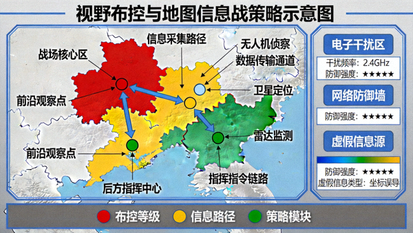视野布控与地图信息战策略示意图